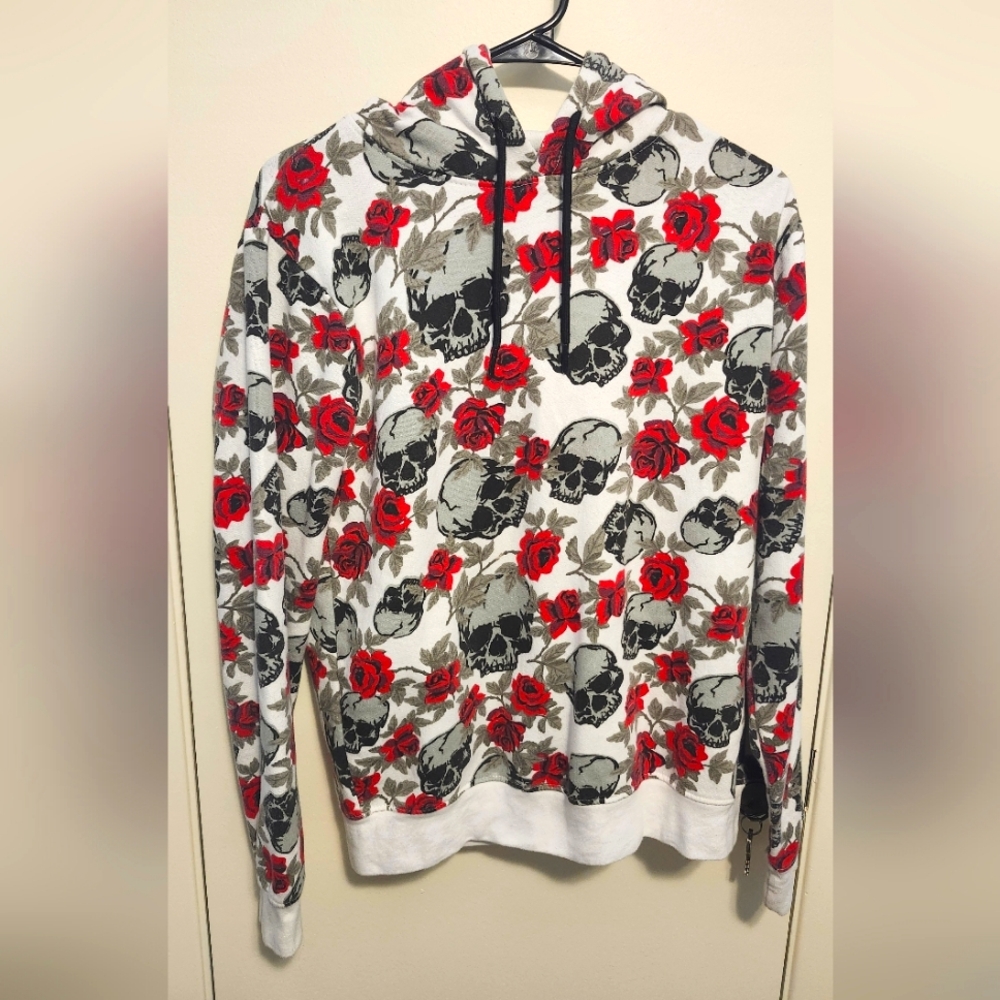 WXYZ Skull And Rose Patterened Men's Hoodie